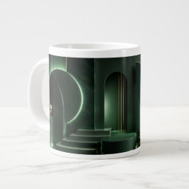 Elegante donkergroene en gouden abstracte geometri grote koffiekop