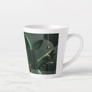 Elegante donkergroene en gouden abstracte geometri latte mok