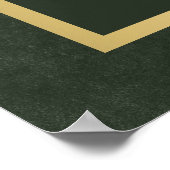 Elegante donkergroene en gouden bruiloft welkomstb poster (Hoek)