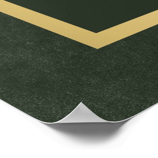 Elegante donkergroene en gouden bruiloft welkomstb poster (Hoek)