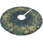 Elegante donkergroene fluwelen gouden sneeuwvlokke kerstboom rok (Gekanteld)