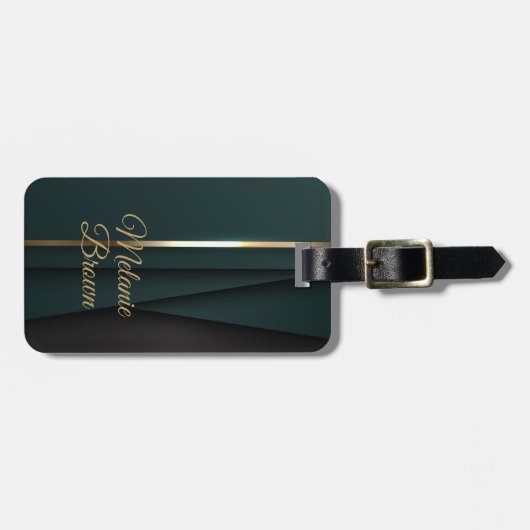 Elegante donkergroene gouden bagagelabel (Voorkant horizontaal)