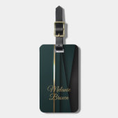 Elegante donkergroene gouden bagagelabel (Voorkant verticaal)