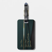 Elegante donkergroene gouden bagagelabel (Achterkant verticaal)