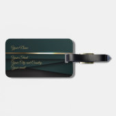 Elegante donkergroene gouden bagagelabel (Achterkant horizontaal)