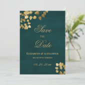 Elegante donkergroene gouden eucalyptus Save the D Kaart (Staand voorkant)