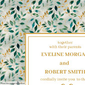 Elegante donkergroene gouden gebladerte bruiloft u kaart