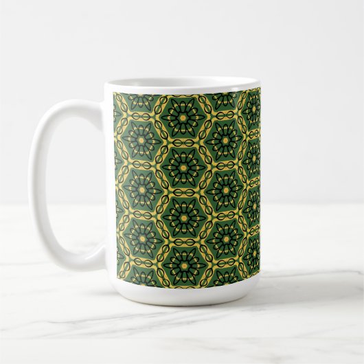 Elegante donkergroene gouden geometrische Mok (Links)