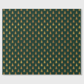 Elegante donkergroene gouden glitter kerstbomen cadeaupapier (Vlak)