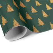 Elegante donkergroene gouden glitter kerstbomen cadeaupapier (Rol Hoek)