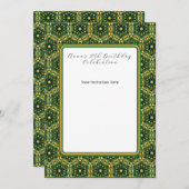 Elegante donkergroene gouden platte uitnodiging (Voorkant / Achterkant)