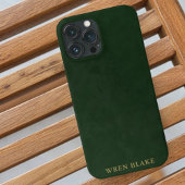 Elegante donkergroene leer & goud typografie Naam Case-Mate iPhone Case