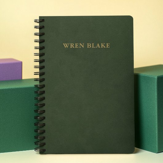 Elegante donkergroene leer & gouden scriptnaam notitieboek