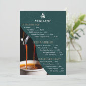 Elegante donkergroene menukaart voor gespecialisee kaart (Staand voorkant)