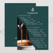 Elegante donkergroene menukaart voor gespecialisee kaart (Voorkant / Achterkant)