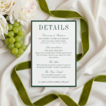 Elegante donkergroene minimalistische trouwdetails