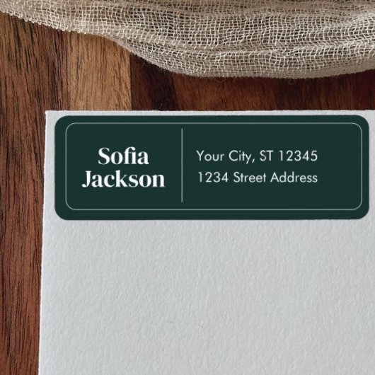 Elegante donkergroene naam Script Retouradres Etiket