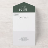 Elegante Donkergroene Overlay Foto Monogram Bruilo All In One Uitnodiging (Buitenkant)