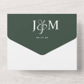 Elegante Donkergroene Overlay Foto Monogram Bruilo All In One Uitnodiging (Achterkant)