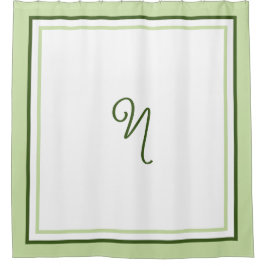 Elegante donkergroene rand schrift monogram douchegordijn