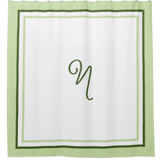 Elegante donkergroene rand schrift monogram douchegordijn (Voorkant)