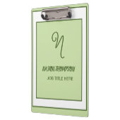 Elegante donkergroene rand script monogram klembord (Links)