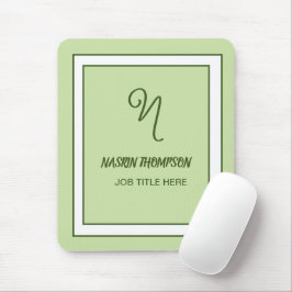 Elegante donkergroene rand script monogram muismat