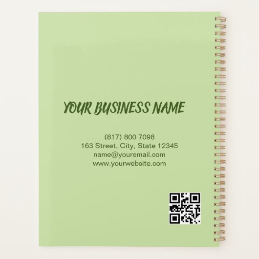 Elegante donkergroene rand script monogram planner (Achterkant)