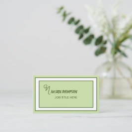 Elegante donkergroene rand script monogram visitekaartje