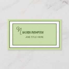 Elegante donkergroene rand script monogram visitekaartje