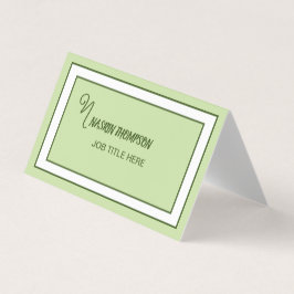 Elegante donkergroene rand script monogram visitekaartje