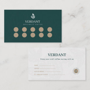 Elegante Donkergroene Speciality Koffie Loyalty Ca Visitekaartje