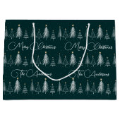 Elegante donkergroene witte dennenbomen Kerstmis Groot Cadeauzakje (Voorkant)