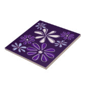 Elegante donkerpaarsblauwe bloem Doodle Tegeltje (Zijkant)