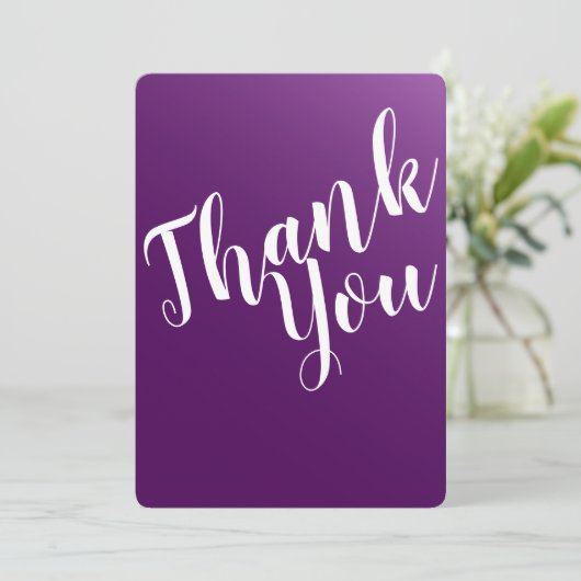 Elegante donkerpaarse bedankkaart (Staand voorkant)