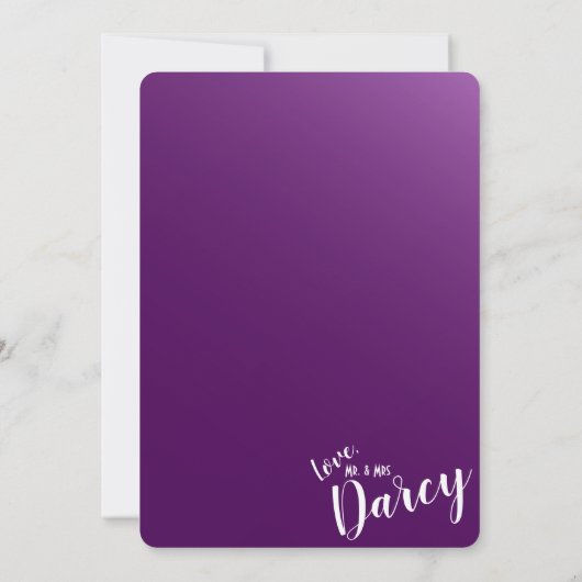 Elegante donkerpaarse bedankkaart (Achterkant)