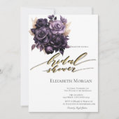 Elegante donkerpaarse rozen Bruidsdouche Kaart (Voorkant)