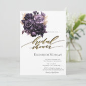 Elegante donkerpaarse rozen Bruidsdouche Kaart (Staand voorkant)