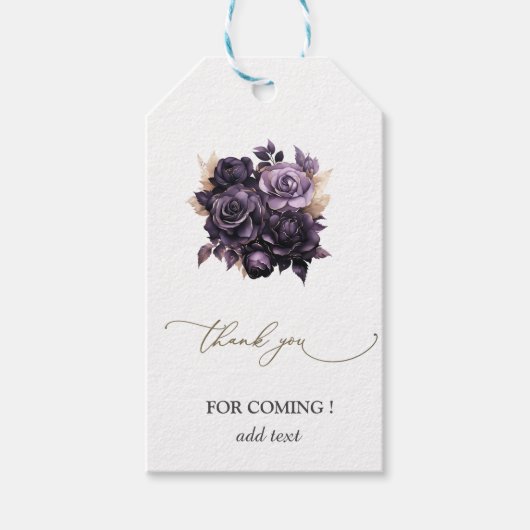 Elegante donkerpaarse rozen cadeaulabel (Voorkant)