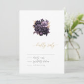 Elegante donkerpaarse rozen RSVP Kaart (Staand voorkant)