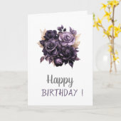 Elegante donkerpaarse rozen verjaardag kaart (Gele Bloem)