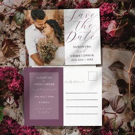 Elegante donkerpaarse Save the Date-huwelijksaanko Aankondigingskaart