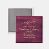 Elegante donkerrode bordeaux gouden accent save th magneet (Voorkant / Achterkant)