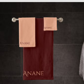 Elegante donkerrode en roze blauwroze typografie bad handdoek