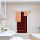 Elegante donkerrode en roze blauwroze typografie bad handdoek