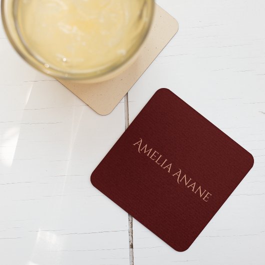 Elegante donkerrode en roze blauwroze typografie bier onderzetter