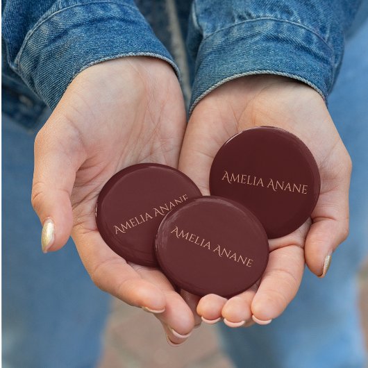 Elegante donkerrode en roze blauwroze typografie ronde button 5,7 cm