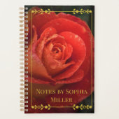 Elegante donkerrode roos botanische bloemen planne planner (Voorkant)