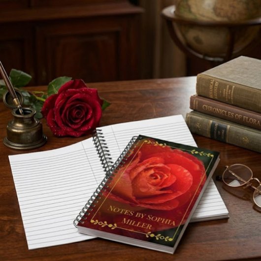 Elegante donkerrode roos botanische bloemen planne planner
