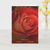 Elegante donkerrode roos botanische gevouwen kaart (Gele Bloem)